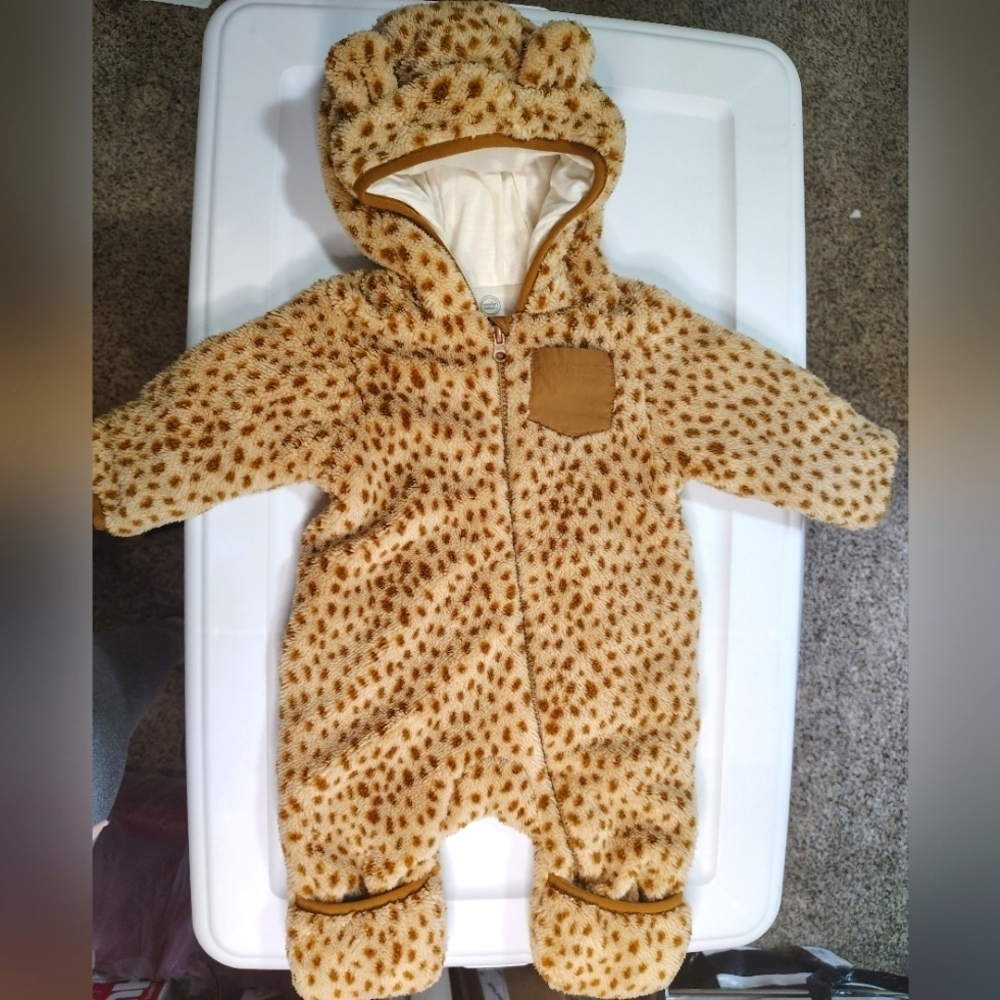 jumpsuit hoodie for baby from 3 to 6 months, animal print, warm,wonder nation.